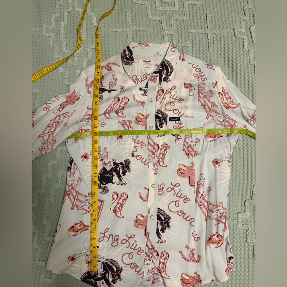Wrangler Retro Country Printed Button-Up Shirt - Pale blue/Mauve - Picture 3 of 6